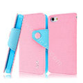 IMAK cross leather case Button holster holder cover for iPhone 5S - Pink