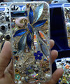 S-warovski crystal cases Flower Rabbit Bling diamond cover skin for iPhone 5S - Blue