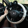 Auto Car Steering Wheel Cover Black Flower Nylon shioze Diameter 15 inch 38CM - Beige