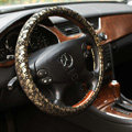 Auto Car Steering Wheel Cover Floral Lace Polyester Diameter 15 inch 38CM - Gold