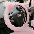 Auto Car Steering Wheel Cover Flower Lace Polyester Diameter 15 inch 38CM - Pink