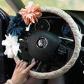 Auto Car Steering Wheel Cover Flower Nylon shioze Diameter 15 inch 38CM - Beige