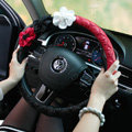 Auto Car Steering Wheel Cover Flower Nylon shioze Diameter 15 inch 38CM - Black+Red