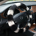 Auto Car Steering Wheel Cover Fox hair Diameter 16 inch 40CM - Black+White