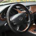 Auto Car Steering Wheel Cover Gearwheel Cowhide Diameter 14 inch 36CM - Black