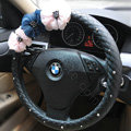 Auto Car Steering Wheel Cover Lace Flower Imitation sheepskin Diameter 15 inch 38CM - Black