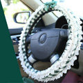 Auto Car Steering Wheel Cover Lace Plaid Bowknot Polyester Diameter 15 inch 38CM - Green