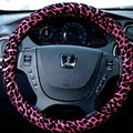 Auto Car Steering Wheel Cover Leopard PVC leather Diameter 15 inch 38CM - Rose