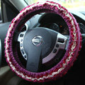 Retro Auto Car Steering Wheel Cover Floral Lace Cotton Diameter 15 inch 38CM - Purple Rose