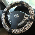 Retro Auto Car Steering Wheel Cover Leopard Lace Plush Diameter 15 inch 38CM - Black