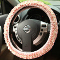 Retro Auto Car Steering Wheel Cover Rose Lace Cotton Diameter 15 inch 38CM - Pink
