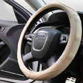 Yapoo Auto Car Steering Wheel Cover leather Eyelet Diameter 14 inch 36CM - Beige