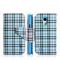 IMAK Flip leather case plaid book Holster cover for Samsung I9190 GALAXY S4 Mini - Blue