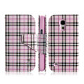 IMAK Flip leather case plaid book Holster cover for Samsung I9190 GALAXY S4 Mini - Pink