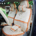 Ayrg Bowknot Dot Lace Universal Auto Car Seat Covers Velvet Plush Full Set 19pcs - Beige