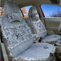 Ayrg Bowknot Floral Lace Universal Auto Car Seat Covers Velvet Plush Full Set 19pcs - Grey
