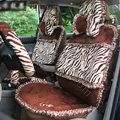 Ayrg Bowknot Zebra Lace Universal Auto Car Seat Covers Velvet Plush Full Set 19pcs - Coffee