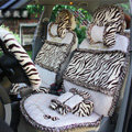 Ayrg Bowknot Zebra Lace Universal Auto Car Seat Covers Velvet Plush Full Set 19pcs - White