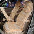 OULILAI Lace Flower Universal Automobile Car Seat Cover Ice silk Cushion 15pcs - Beige