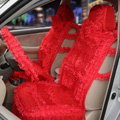 OULILAI Lace Flower Universal Automobile Car Seat Cover Ice silk Cushion 15pcs - Red