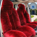 Universal Australia Genuine Sheepskin Car Seat Cover Sheep Wool Auto Cushion 4pcs Sets - Wine Red