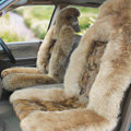 Universal KQ04 Australia Genuine Sheepskin Car Seat Cover Sheep Wool Auto Cushion 4pcs Sets - Brown