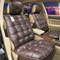 Universal Real Sheepskin Car Seat Cover Leather Wool Auto Cushion 4pcs Sets - Coffee