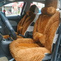 Universal Synthetic Sheepskin Car Seat Cover Sheep Wool Auto Cushion 6pcs Sets - Brown