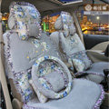 Bowknot Hawaiian floral print Universal Automobile Car Seat Cover Cushion Plush 7pcs - Gray