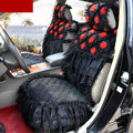 Luxury Universal Cotton lace Flower Car Seat Cover Auto Cushion 7pcs Sets - Black
