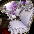 Universal Cotton Elegant flower Print Folds Auto Car Seat Cover 19pcs Sets - Purple