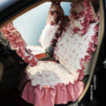 Universal Cotton Elegant flower Print Folds Auto Car Seat Cover 19pcs Sets - Red