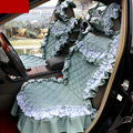 Universal Cotton Floral Print lace Car Seat Cover Auto Cushion 7pcs Sets - Green