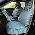 Universal Cotton flowered Print Plaid Folds Auto Car Seat Cover 19pcs Sets - Green