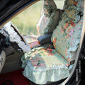 Universal Woman Pure Cotton flower Print Lace Auto Car Seat Cover 19pcs Sets - Blue
