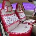 Ayrg Flower print Lace Universal Auto Car Seat Cover Ice Silk Full Set 19pcs - Red