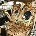 Cheapest Universal Velvet Girls Leopard print Car Seat Cover 18pcs Sets - Brown