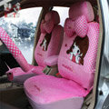 Universal Velvet Pretty Girls Polka Dots print Auto Seat Cover 18pcs Sets - Pink