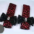 Black Bowknot Leopard Print PU Leather Automobile Seat Safety Belt Covers Car Decoration 2pcs - Rose