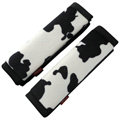 Cute Cartoon Cow Print Velvet Automotive Seat Safety Belt Covers Car Decoration 2pcs - Black