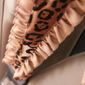 Elegant Cloth Cotton Flower Leopard Print Automotive Seat Safety Belt Covers Car Decoration 2pcs - Brown
