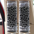 Funky Lace Velvet Leopard Print Automotive Seat Safety Belt Covers Car Decoration 2pcs - Grey