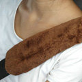 Inexpensive Furry Velvet Automotive Seat Safety Belt Covers Car Decoration 2pcs - Brown