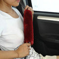 Inexpensive Furry Velvet Automotive Seat Safety Belt Covers Car Decoration 2pcs - Red