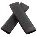 Luxury Real Genuine Leather Automobile Seat Safety Belt Covers Car Decoration 2pcs - Black
