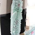 Princess Bud Silk Flower Print Synthetic Fiber Automotive Seat Safety Belt Covers Car Decoration 2pcs - Blue