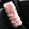 Princess Flower Print Synthetic Fiber Automotive Seat Safety Belt Covers Car Decoration 2pcs - Pink