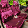 Luxury Bowknot Polka Dot Ice Silk Bud Silk Universal Auto Car Seat Cover Sandwich 26pcs Sets - Rose