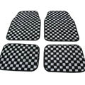 Fashion Grid Universal Automotive Carpet Car Floor Mats Suede 5pcs Sets - Black+White