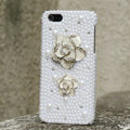 Bling Flower Crystal Cases Rhinestone Pearls Covers for iPhone 6 - White